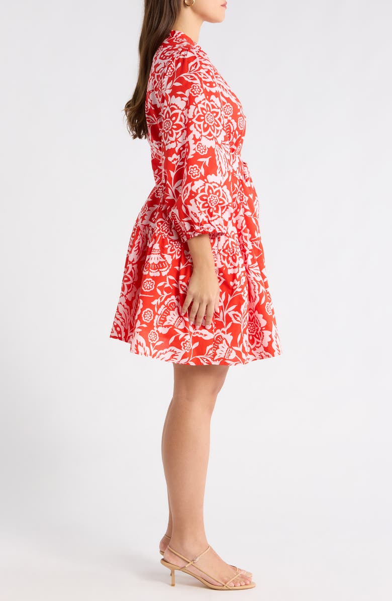SUGARLIPS Hazen Floral Leola Shift Cotton Minidress, Alternate, color, Red-Multi