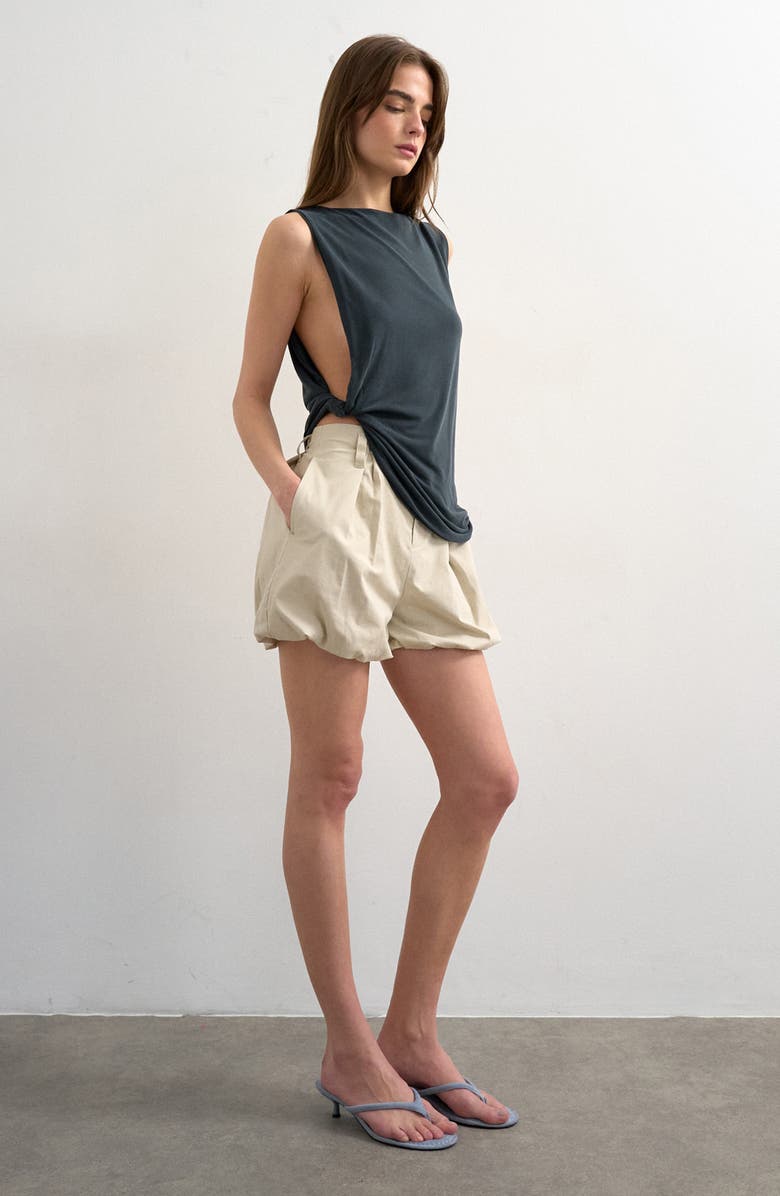 Topshop Bubble Hem Shorts, Alternate, color, Light Beige