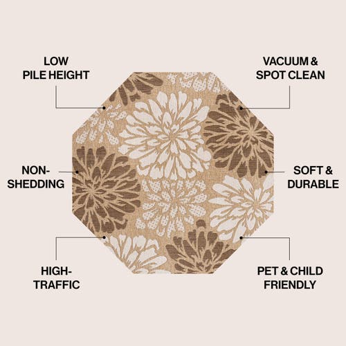 Jonathan Y Zinnia Modern Floral Textured Weave Octagon Indoor/outdoor Area Rug In Neutral