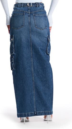 Naked Wardrobe Cargo Denim Maxi Skirt | Nordstrom