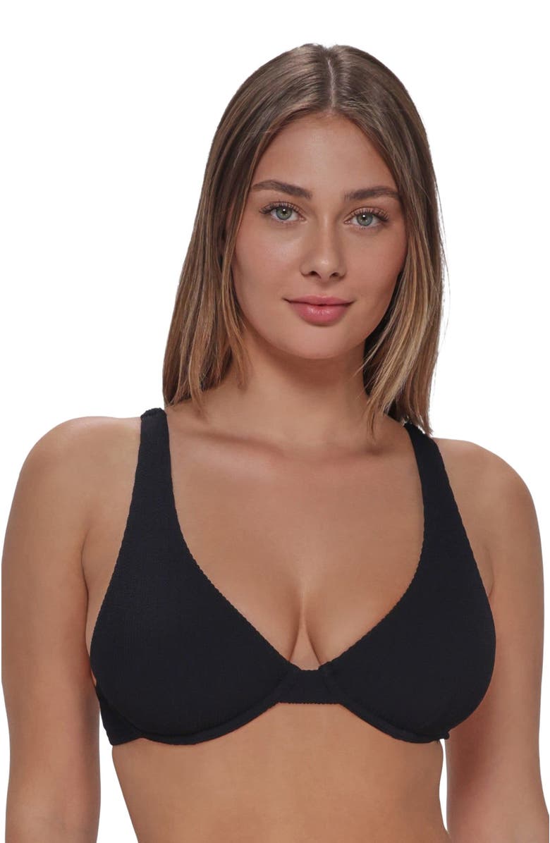 Pacifica by Sunsets Emery Underwire Bikini Swimsuit Top - D Cup, Alternate, color, Black Pacifica Rib