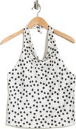 Renee C Polka Dot Satin Halter Top