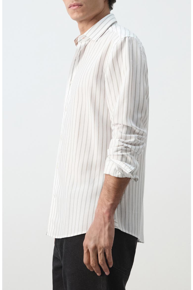 Stripe Button-Up Shirt, Alternate, color, OFF WHITE