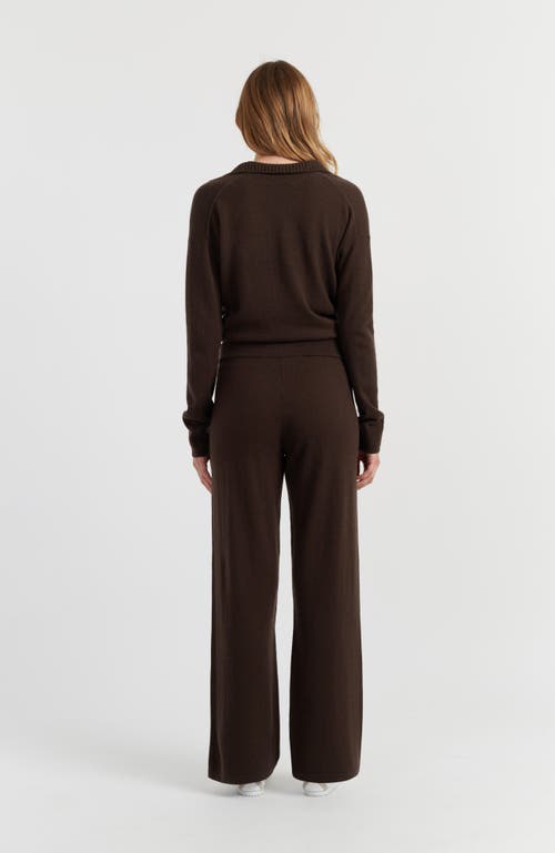 Chinti & Parker Wool & Cashmere Wide Leg Track Pant In Brown