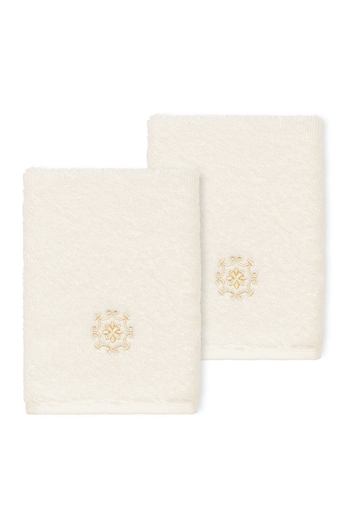 Linum Home Textiles Alyssa Embellished Washcloth - Set of 2 - Cream