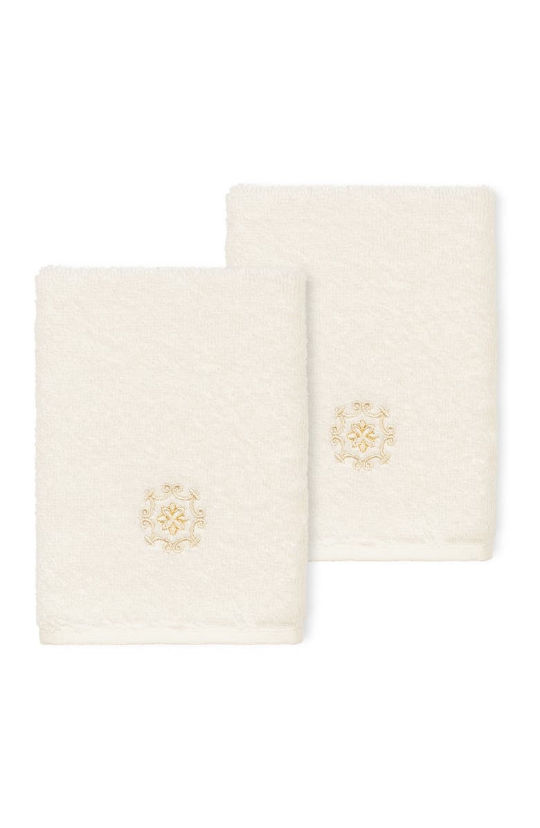 Linum Home Textiles Alyssa Embellished Washcloth - Set of 2 - Cream, Main, color, Cream