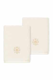 Linum Home Textiles Alyssa Embellished Washcloth - Set of 2 - Cream