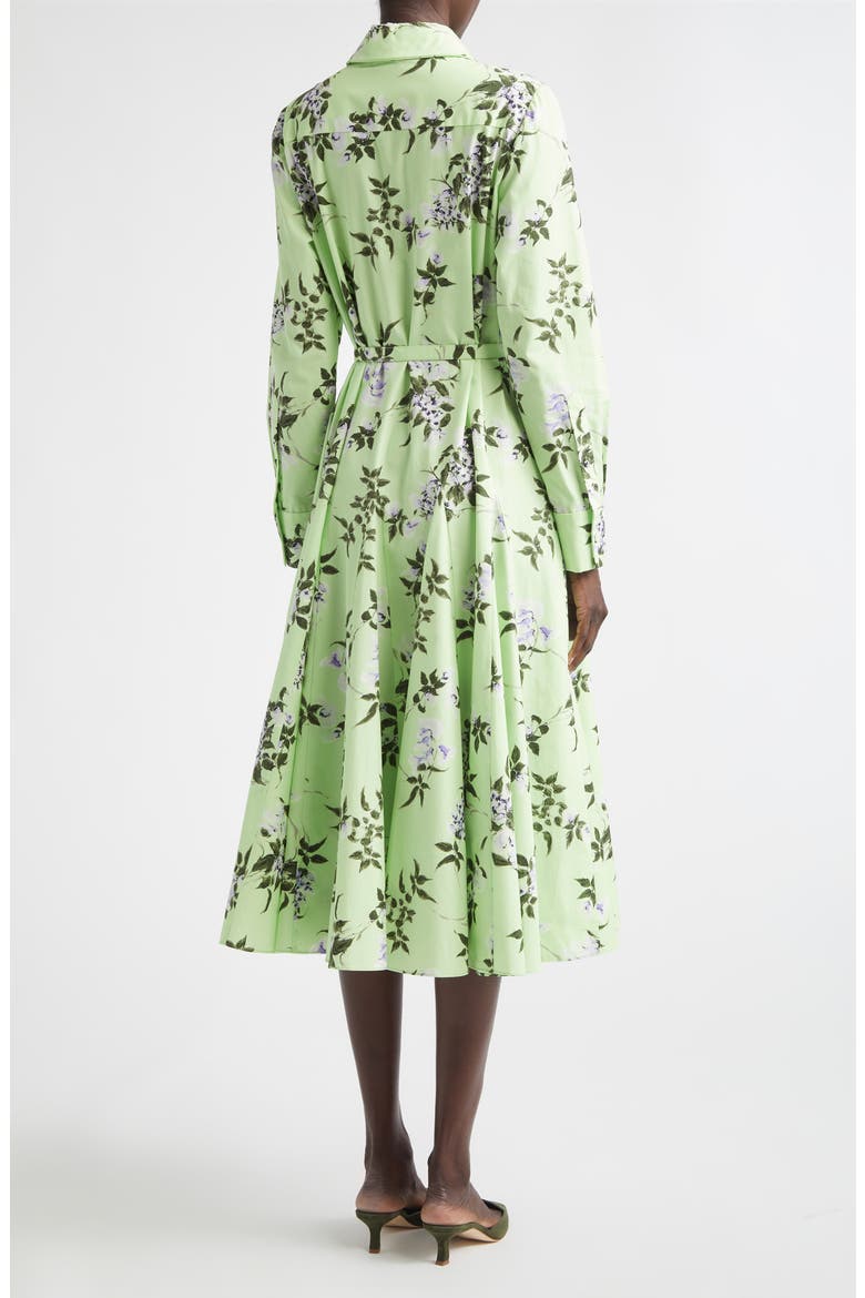 Marione Lilac, Lilies & Cherry Print Long Sleeve Organic Cotton Shirtdress, Alternate, color, GREEN-LILAC LILLIES/ CHERRY