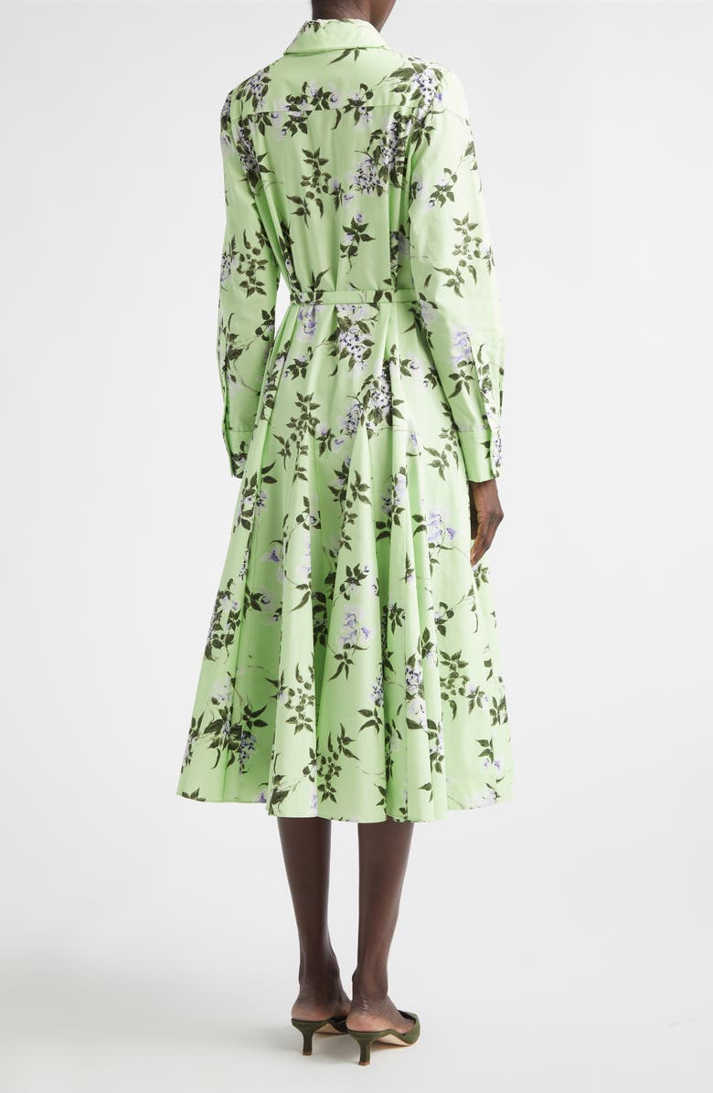Emilia Wickstead Marione Lilac, Lilies & Cherry Print Long Sleeve Organic Cotton Shirtdress, Alternate, color, Green-Lilac Lillies/ Cherry