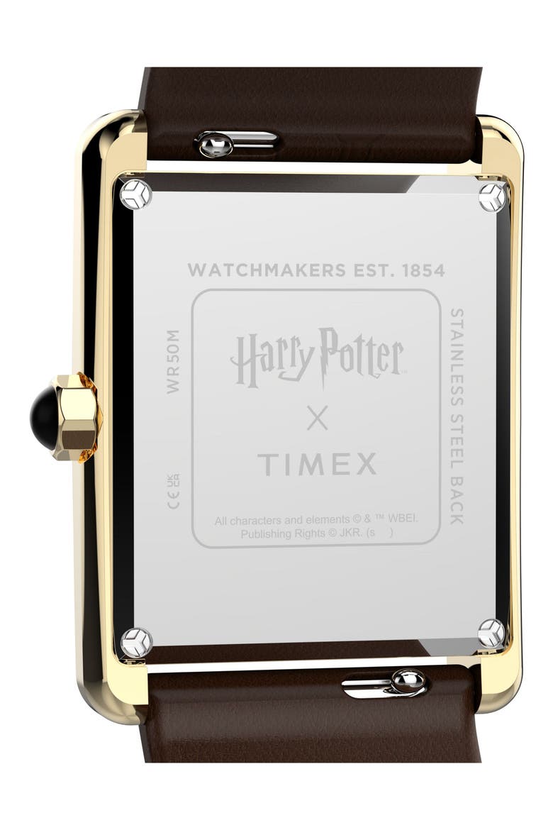 Harry Potter x Timex Hailey Hogwarts 24mm Leather Strap Watch, Alternate, color, GOLD-TONE