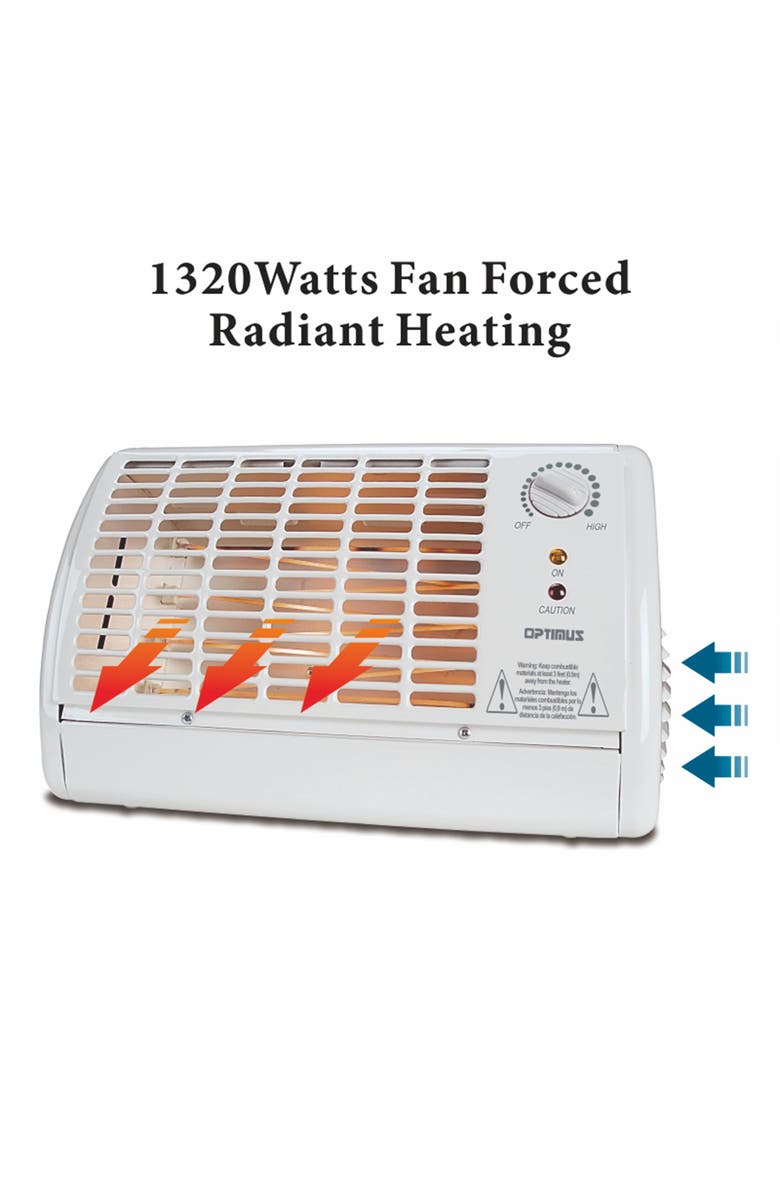 Optimus Portable Fan Forced Radiant Heater with Thermostat, Alternate, color, White
