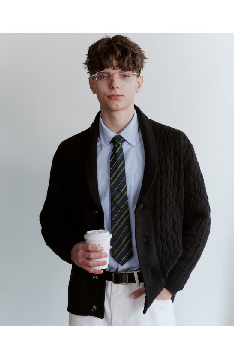 Knottery & Co Diagonal Striped Silk Jacquard Tie, Alternate, color, Navy