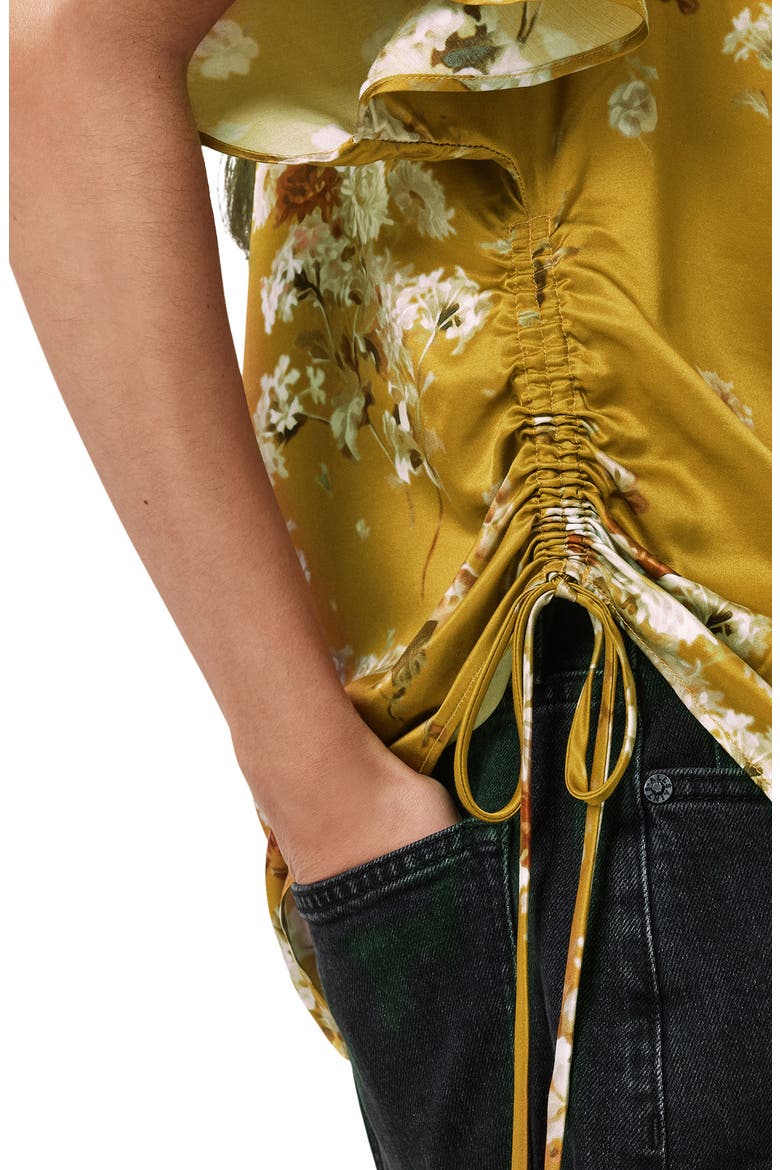 Leslie Floral Side Ruched Top, Alternate, color, ARMADA DEEP YELLOW