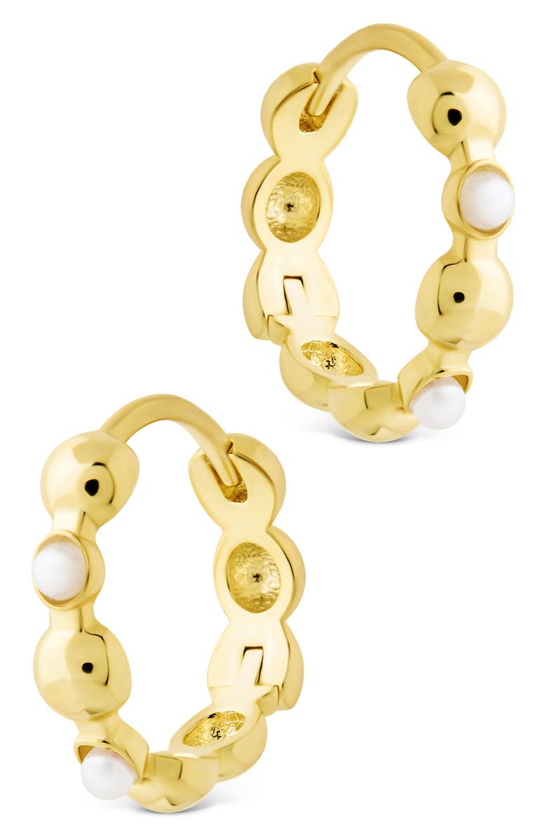 Sterling Forever Miranda Pearl Hoop Earrings, Alternate, color, Gold