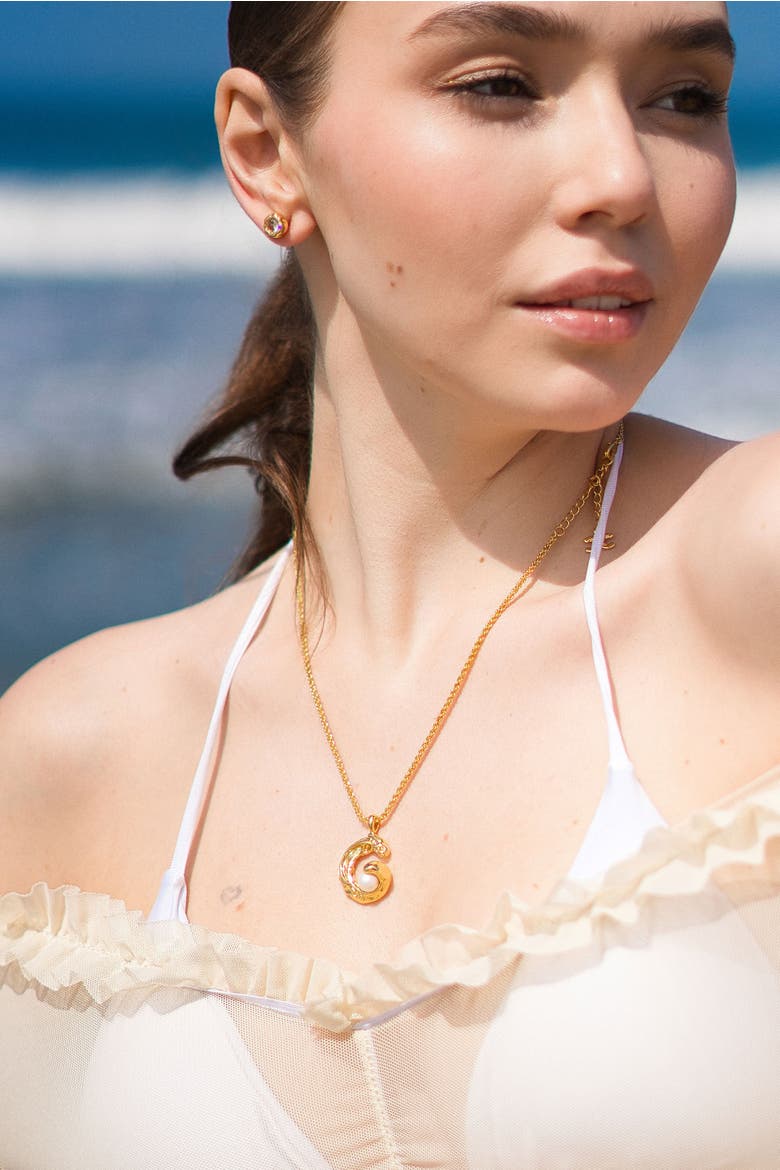 Nicole Molten C Hoop Pendant Necklace, Alternate, color, Gold