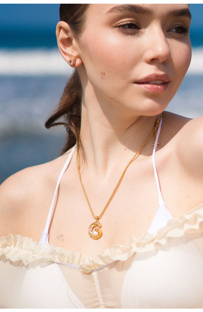 Classicharms Nicole Molten C Hoop Pendant Necklace, Alternate, color, Gold