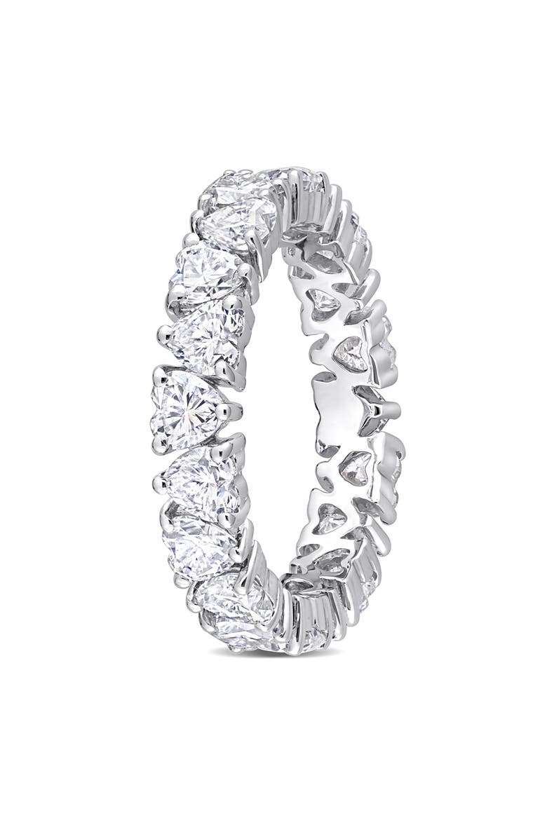 Sterling Silver Lab Created Moissanite Heart Eternity Ring, Alternate, color, SILVER
