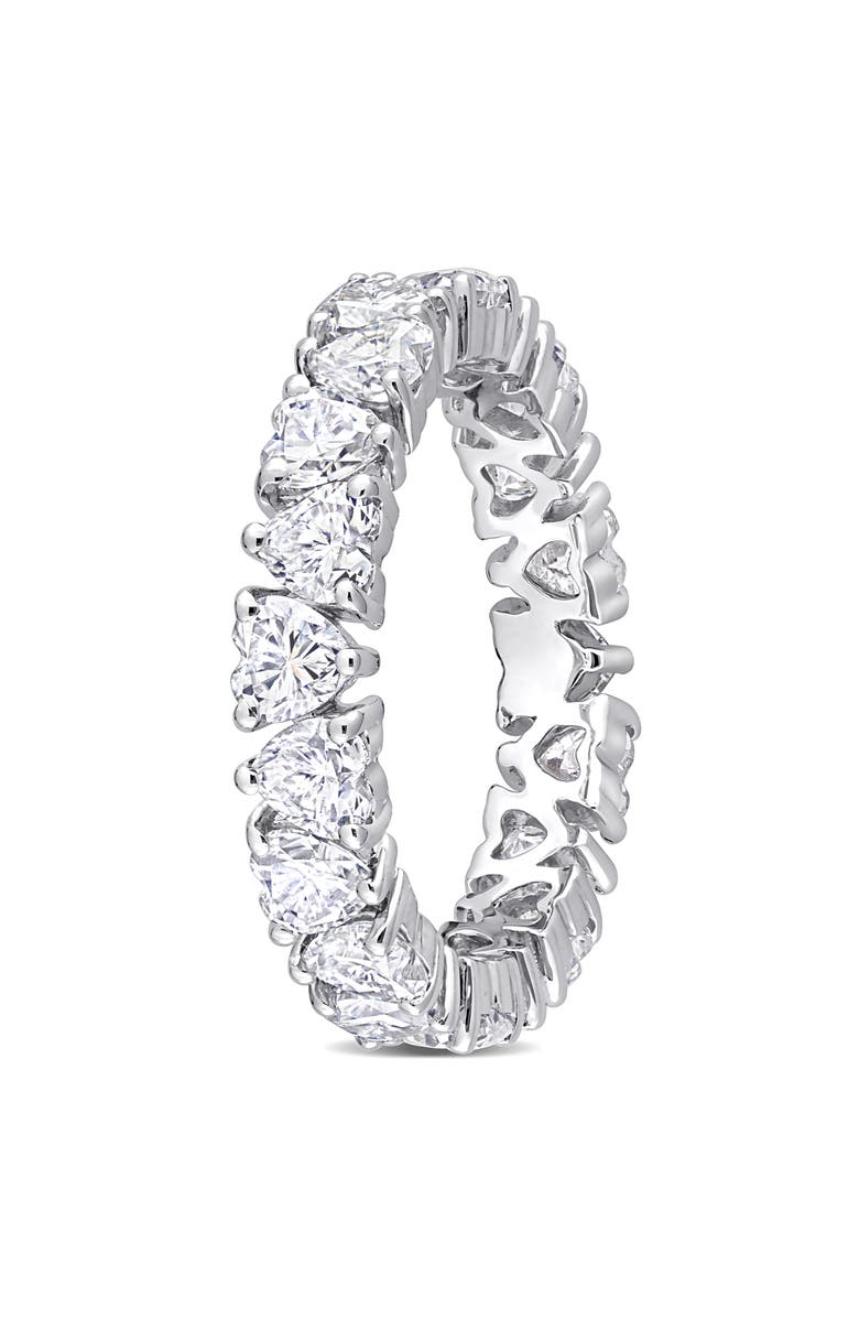 DELMAR Sterling Silver Lab Created Moissanite Heart Eternity Ring, Alternate, color, Silver