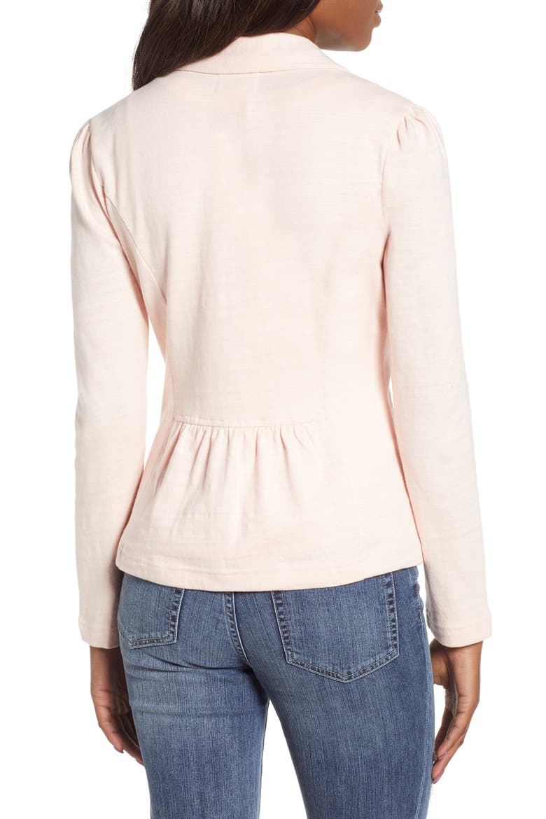 Knit One-Button Blazer, Alternate, color, PINK CHINTZ
