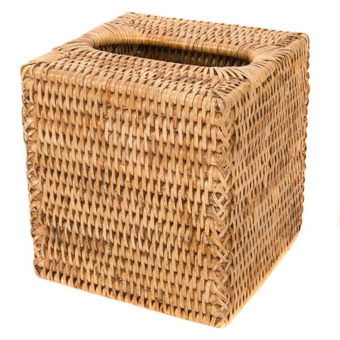 Artifacts Rattan Column Tissue Box Cover