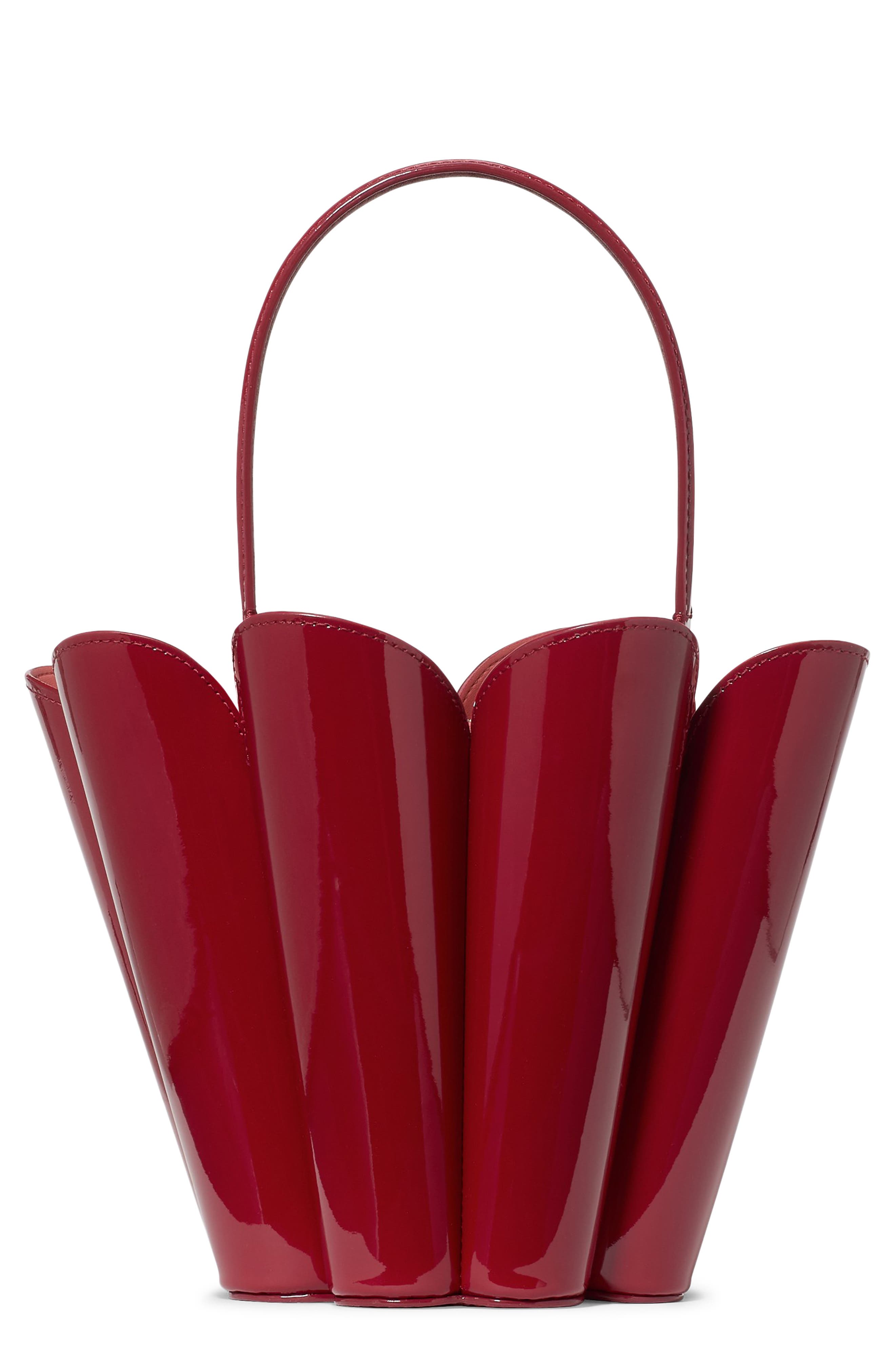 Kate Spade New York the spade patent leather bucket bag, Main, color, Dark Scarlet
