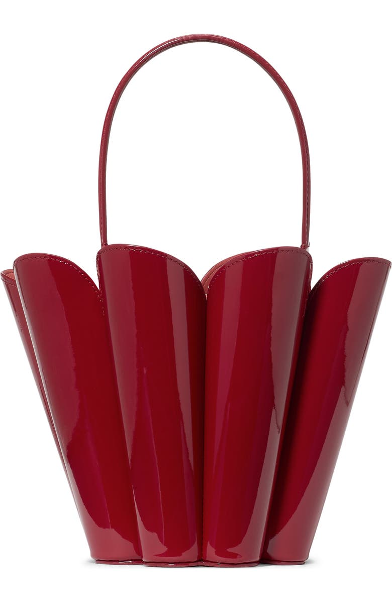 Kate Spade New York the spade patent leather bucket bag, Main, color, Dark Scarlet
