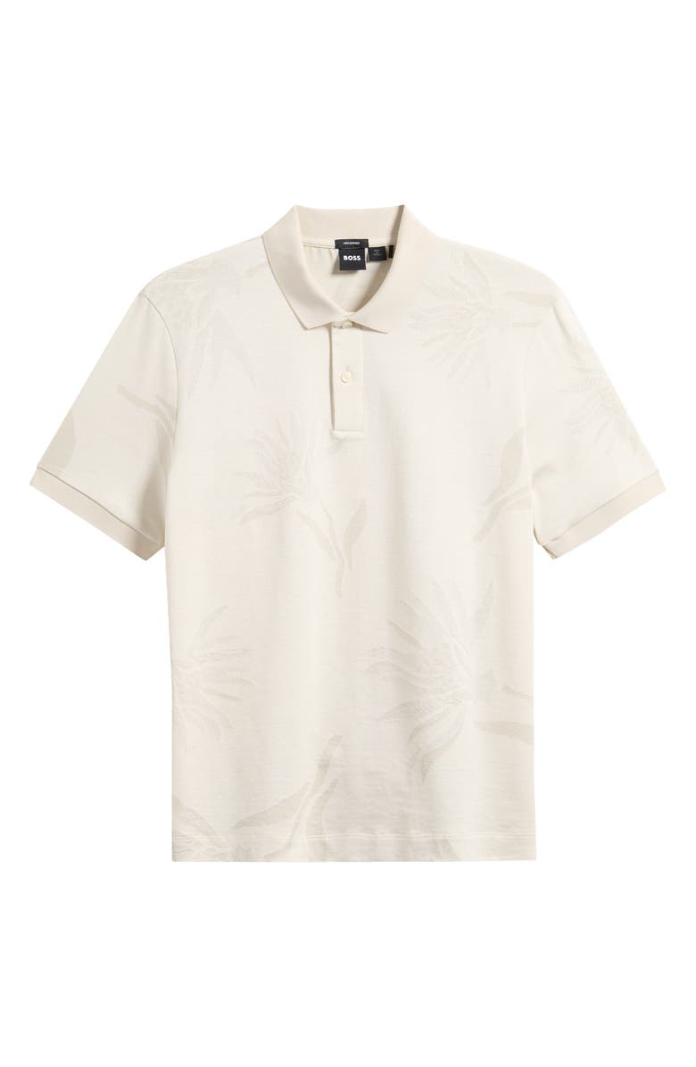 BOSS Parris Floral Jacquard Polo, Alternate, color, Open White