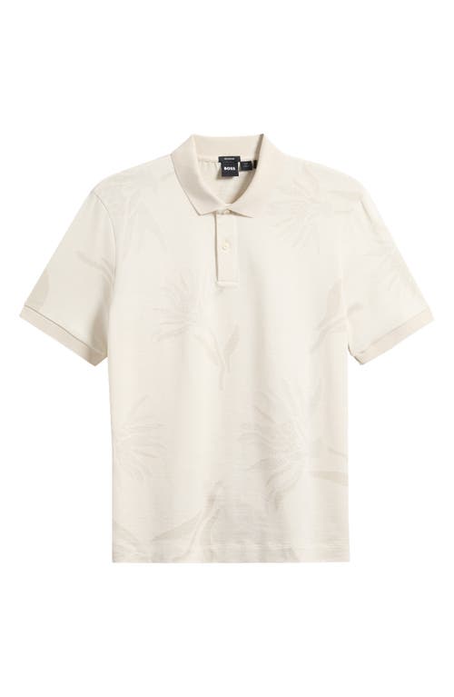 Hugo Boss Boss Parris Floral Jacquard Polo In Open White