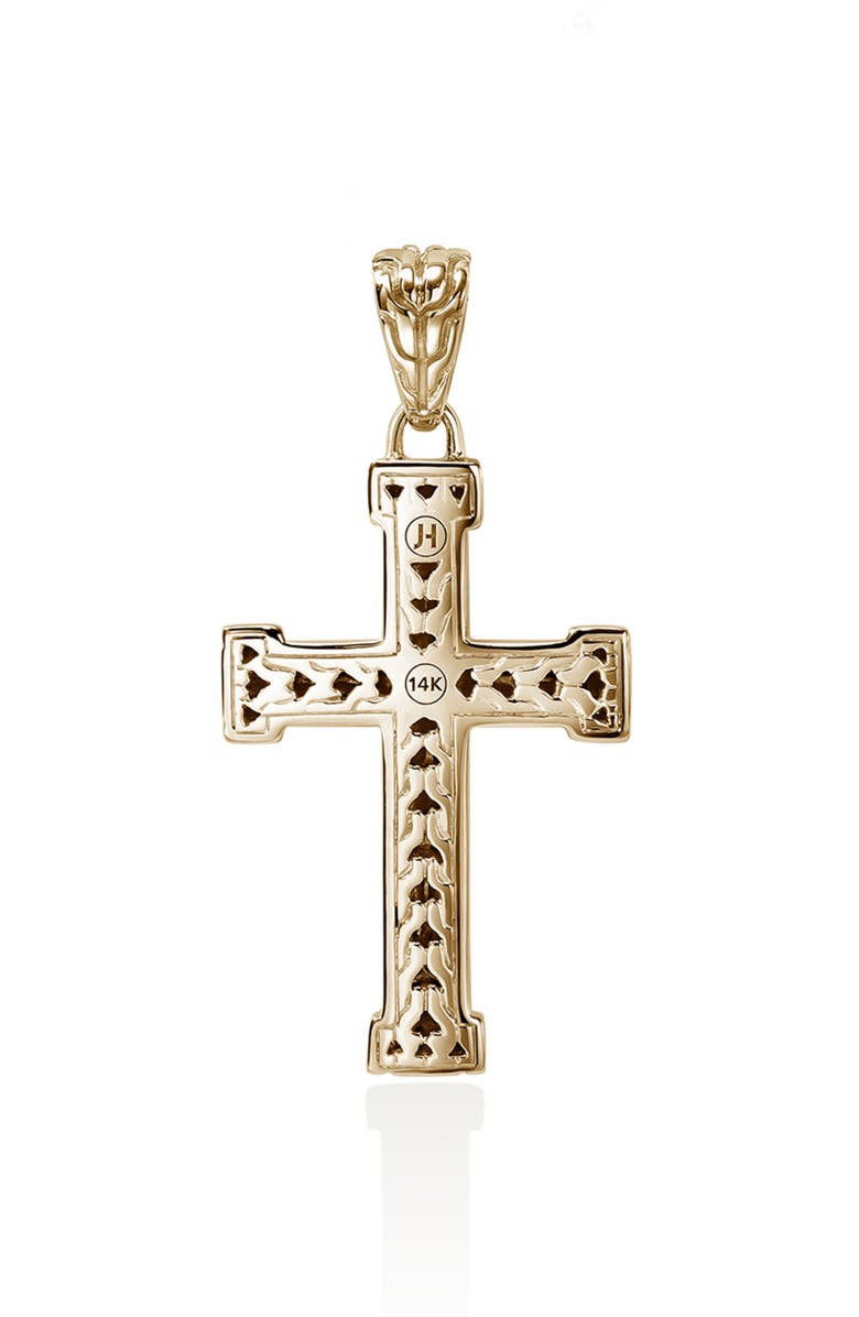 John Hardy Carved Chain Cross Pendant with Pavé Diamonds, Alternate, color, Gold