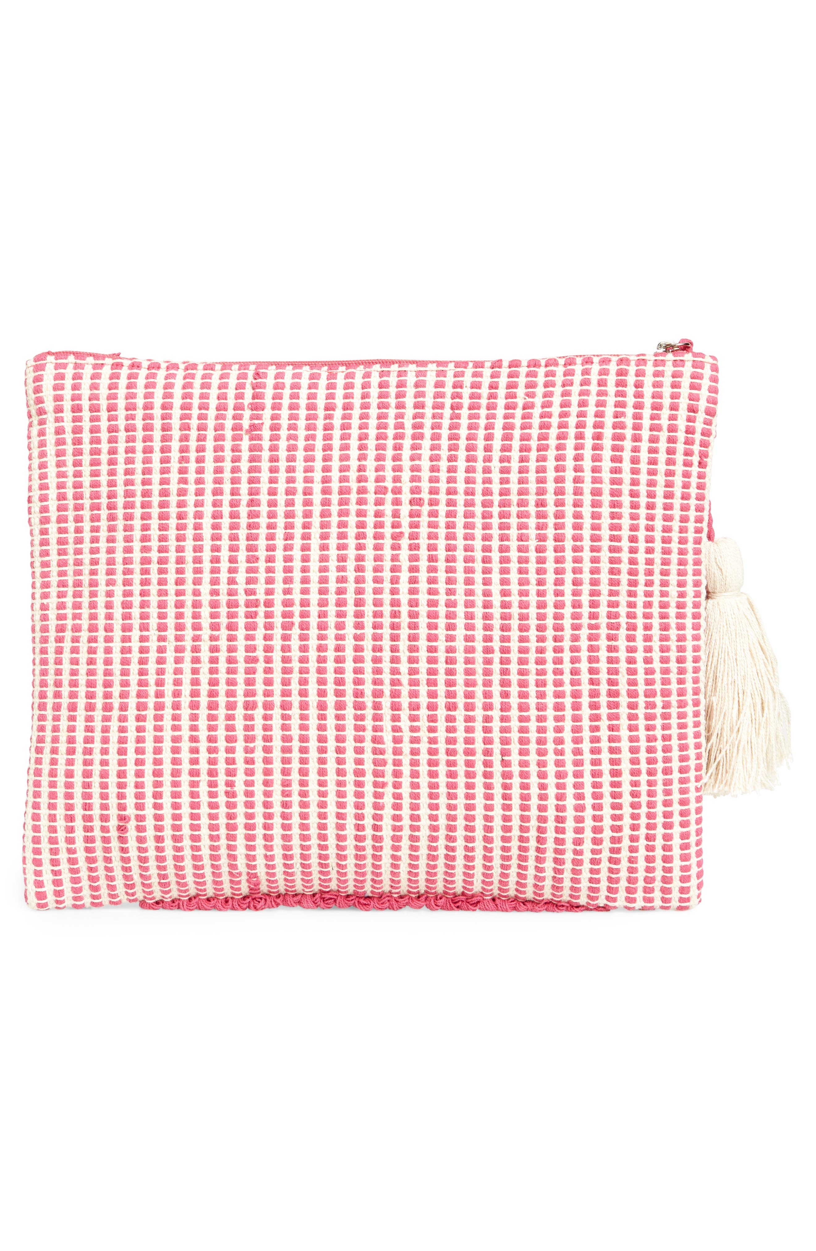 Sole Society Palisades Tasseled Woven Clutch, Alternate, color, 
