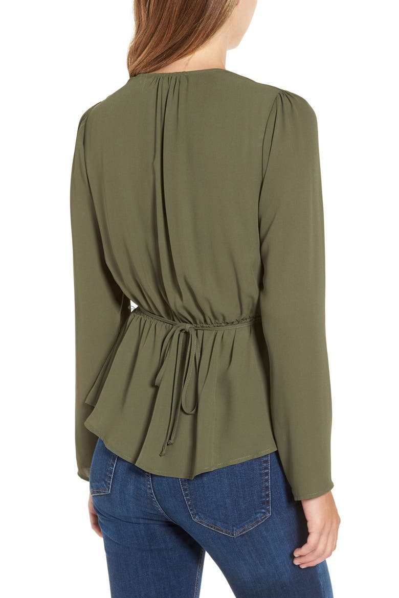 Long Sleeve Wrap Top, Alternate, color, OLIVE