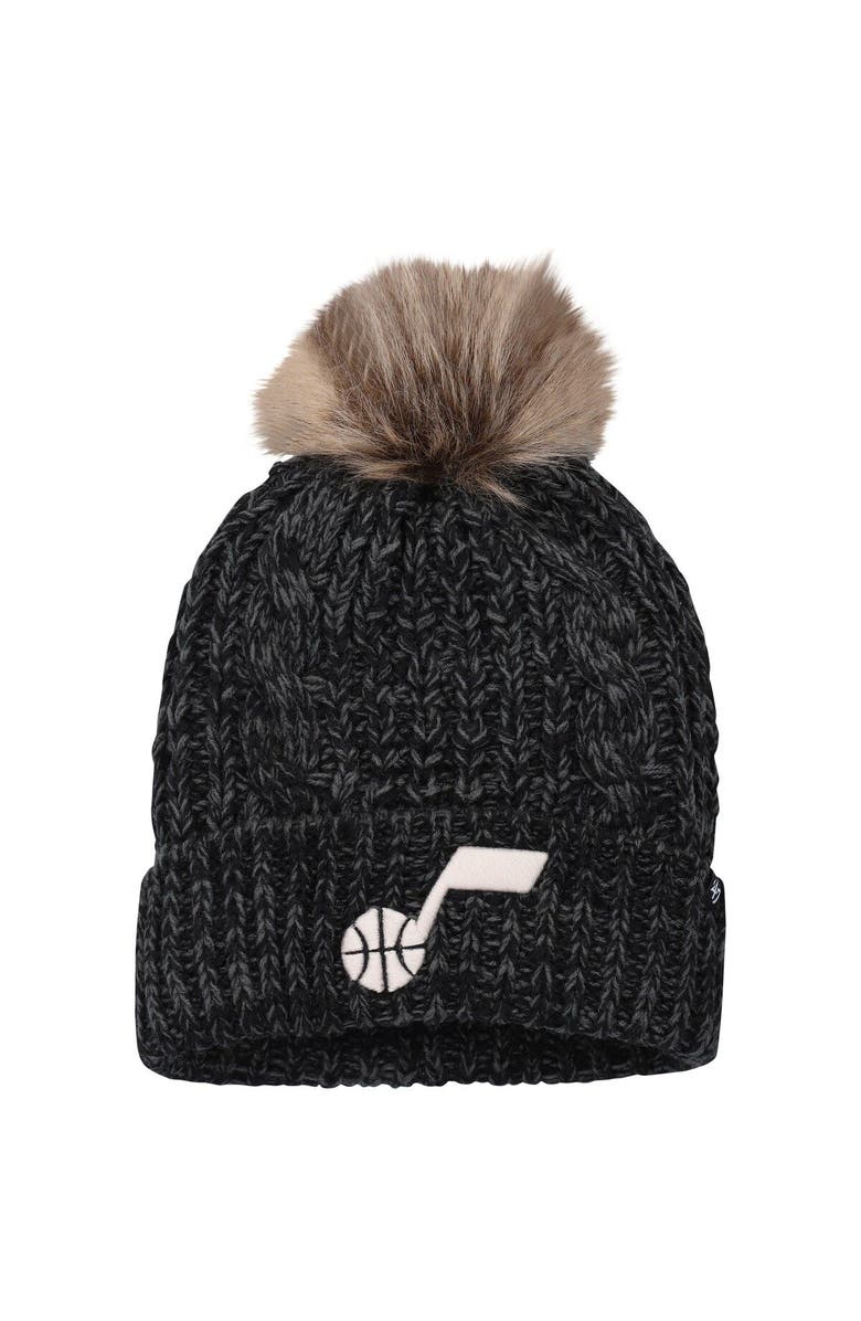 '47 Women's '47 Black Utah Jazz Meeko Cuffed Knit Hat with Pom, Main, color, Black
