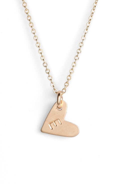14k-Gold Fill Initial Mini Heart Pendant Necklace