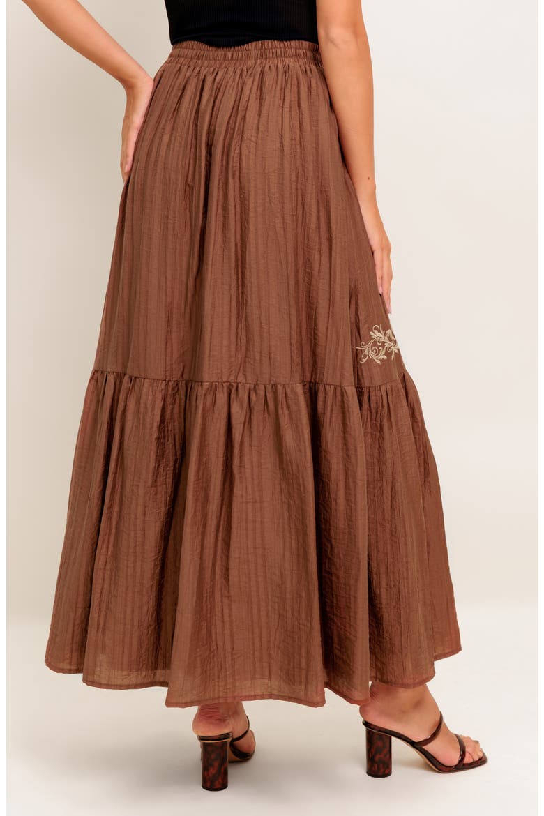 Embroidered Maxi Skirt, Alternate, color, BROWN