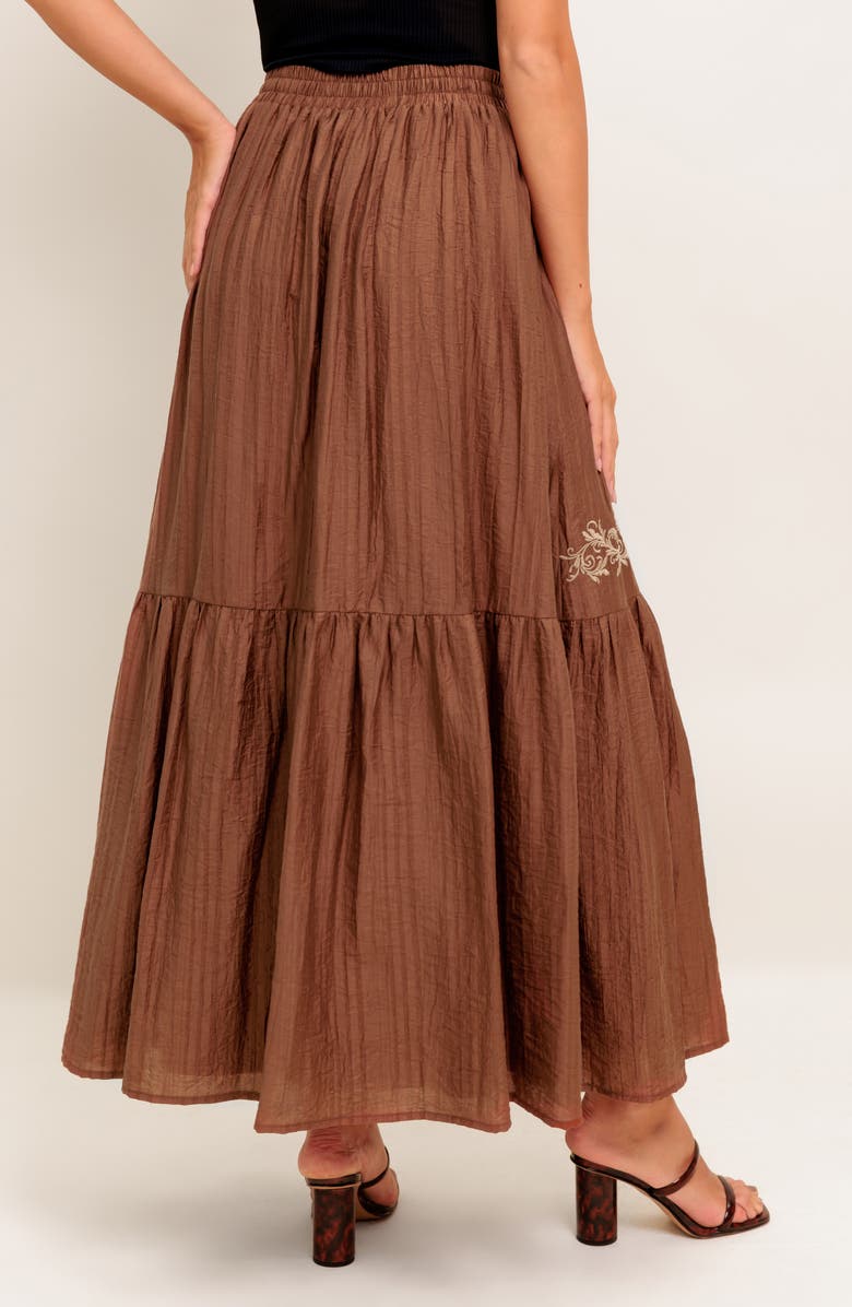 FLYING TOMATO Embroidered Maxi Skirt, Alternate, color, Brown