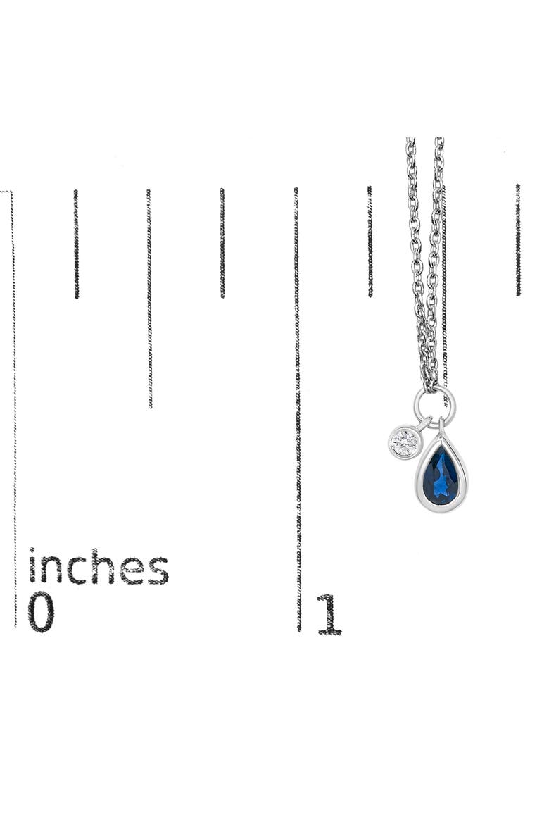 10K White Gold Pear Blue Sapphire and Diamond Charm Pendant Necklace, Alternate, color, White