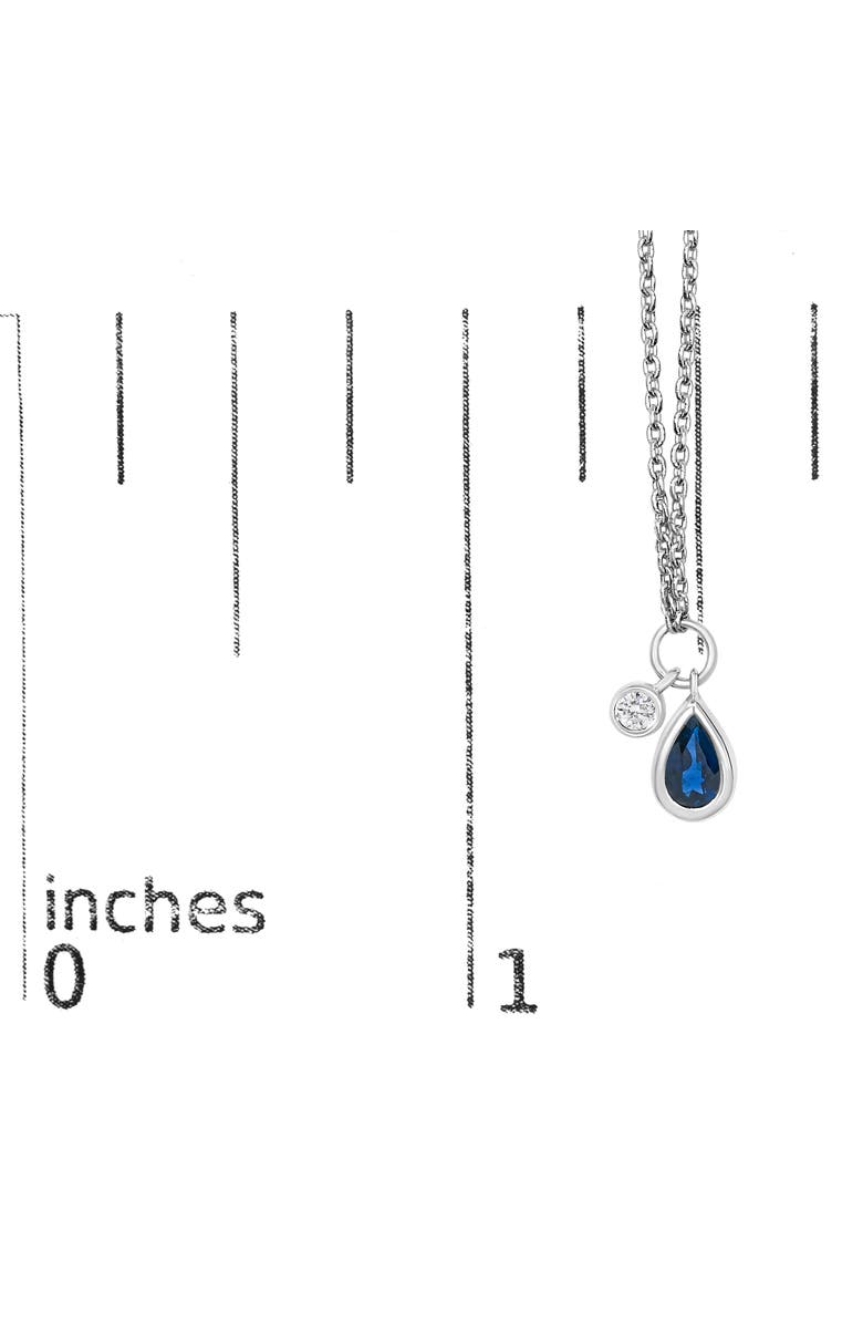 Haus of Brilliance 10K White Gold Pear Blue Sapphire and Diamond Charm Pendant Necklace, Alternate, color, White