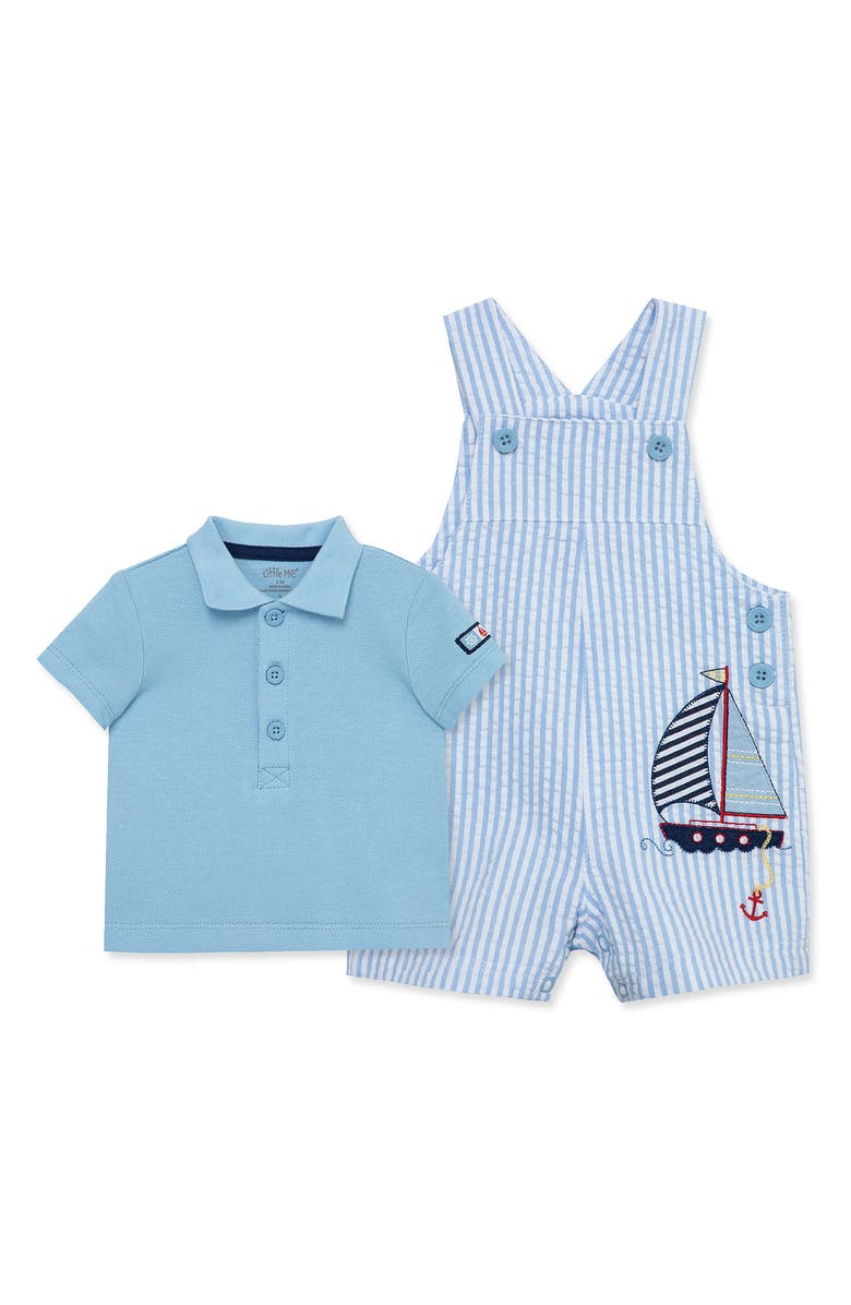 Little Me Sailboat Polo & Shortalls Set, Alternate, color, 