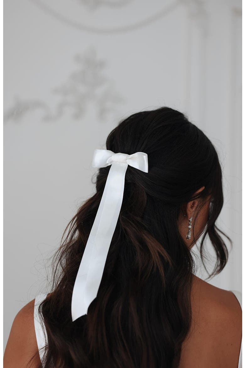 Blair Satin Bow, Alternate, color, Ivory
