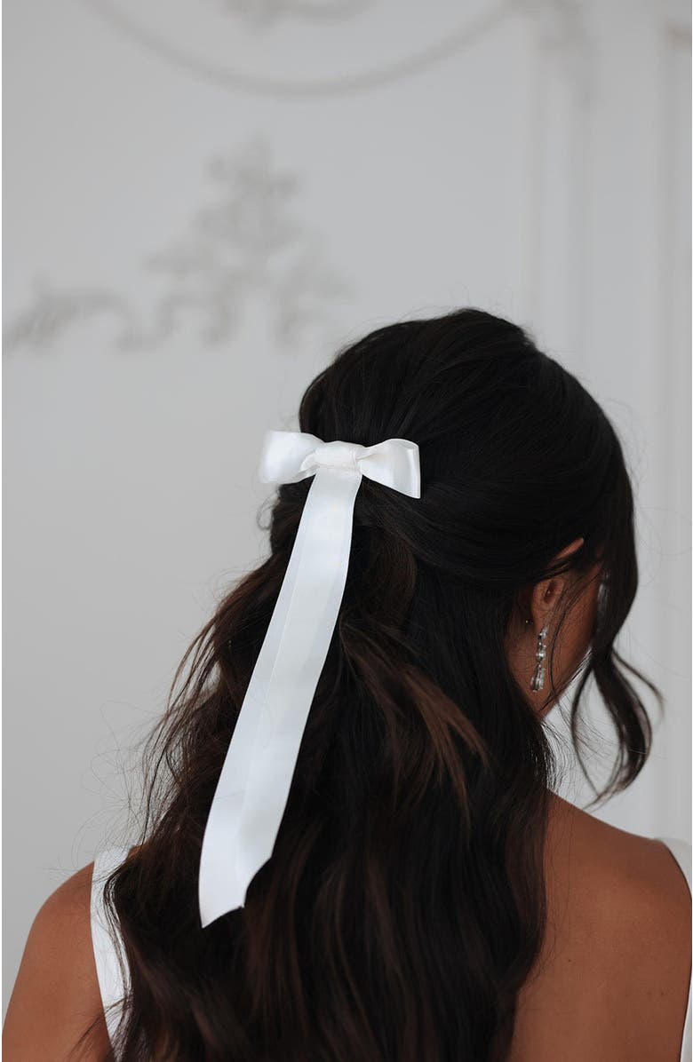 Untamed Petals Blair Satin Bow, Alternate, color, Ivory