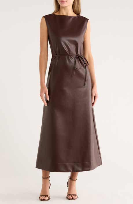 AREA STARS Orla Sleeveless Faux Leather A-Line Dress