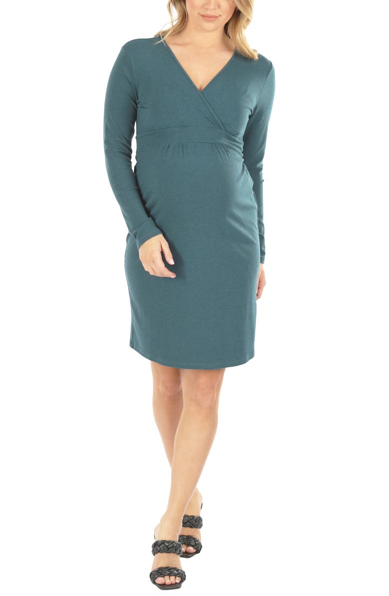 Angel Maternity Crossover Neckline Maternity/Nursing Dress, Alternate, color, 