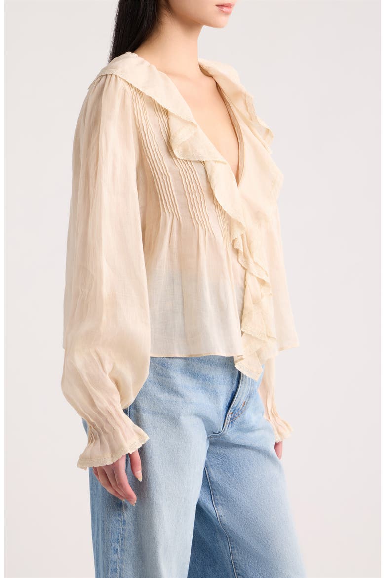 Floriane Ruffle Pintuck Top, Alternate, color, NATURAL