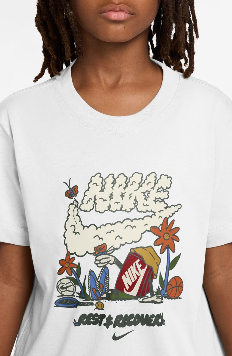 Nike Kids' Boxy Rest & Recover Cotton Graphic T-Shirt, Alternate, color, White