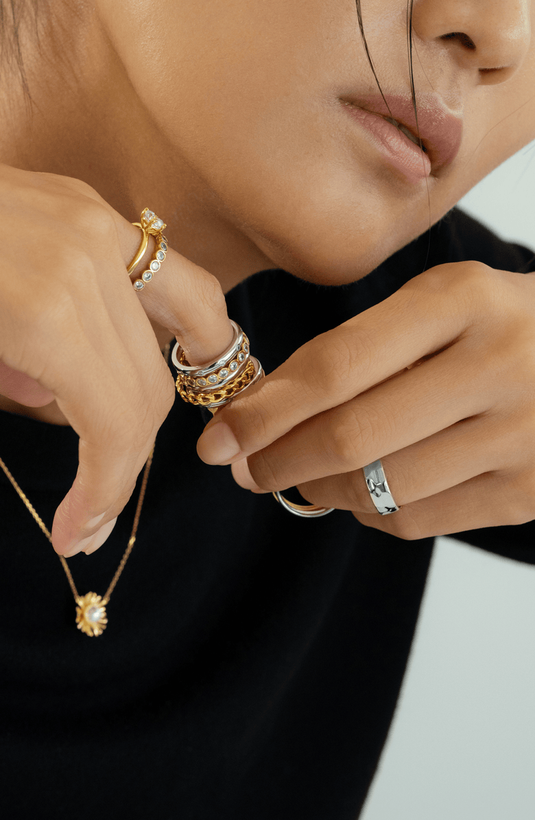 Bearfruit Jewelry 18k Gold Plated Sterling Silver Fiona Ring Holiday Gift Idea, Alternate, color, Silver