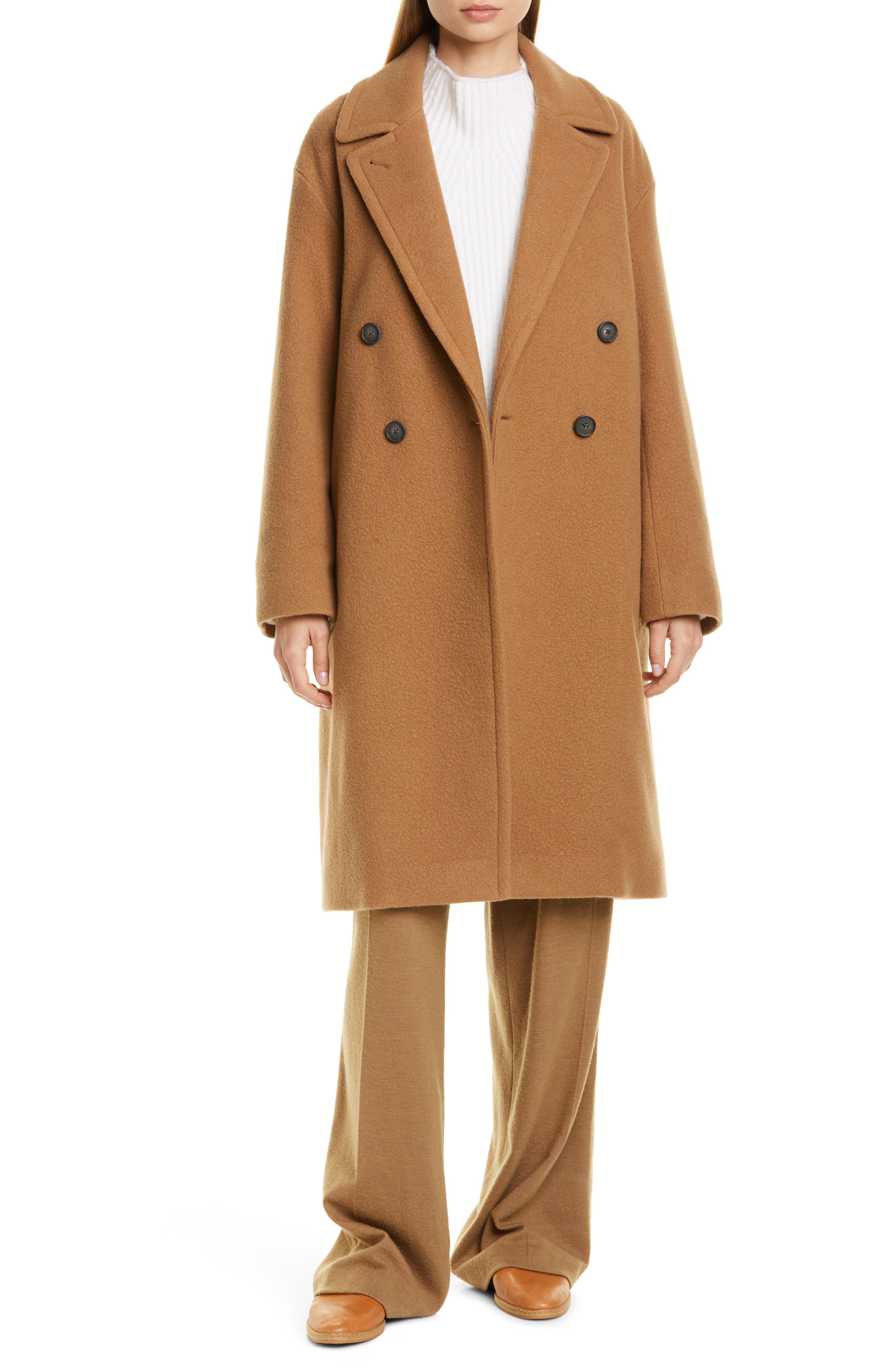Vince Double Breasted Wool Blend Coat