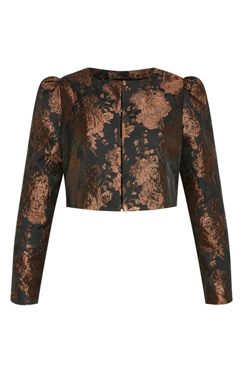 City Chic Ana Floral Jacket In Black