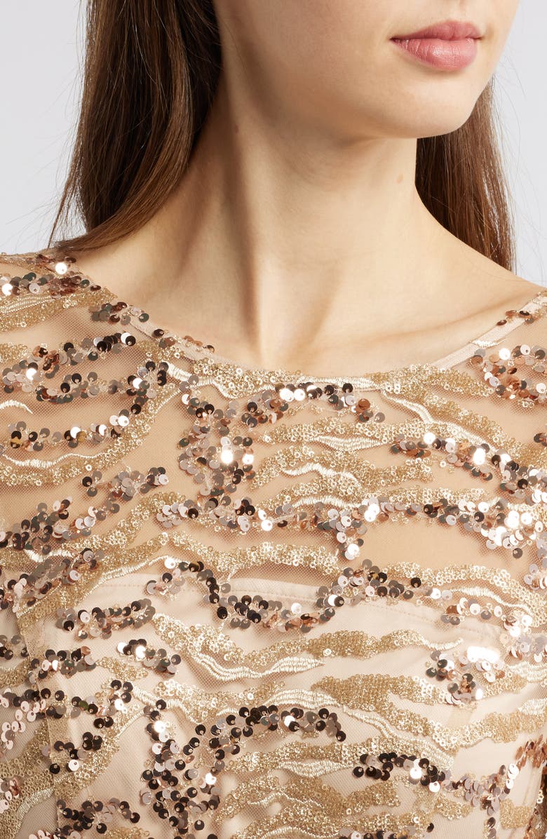 Tahari ASL Sequin A-Line Gown, Alternate, color, Blush