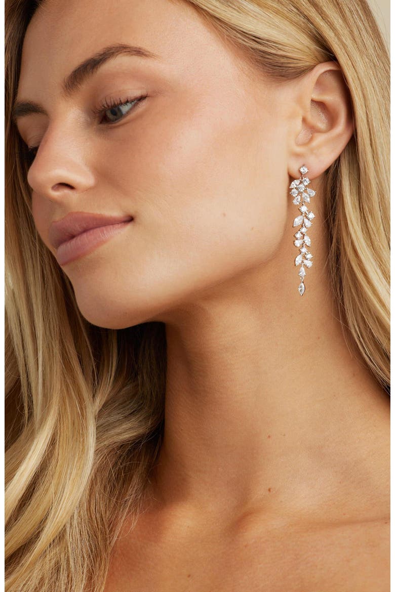 Trixie Crystal Drop Earrings, Alternate, color, Silver
