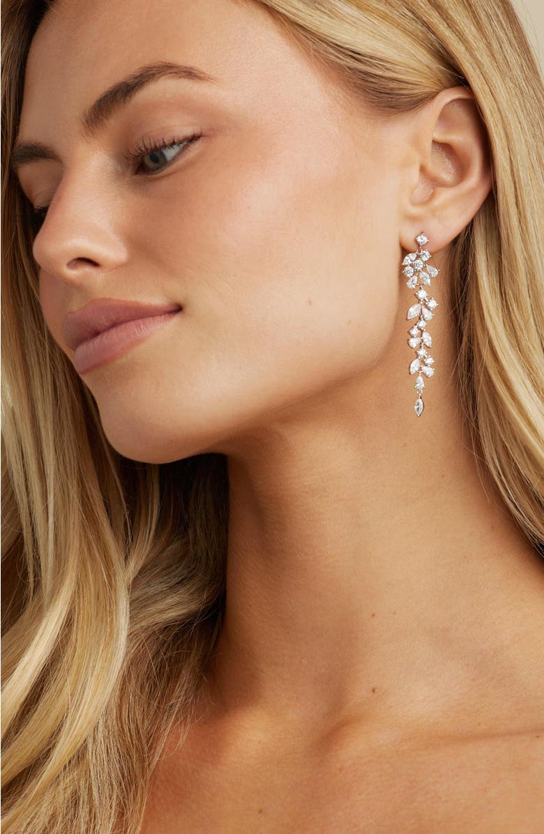 Untamed Petals Trixie Crystal Drop Earrings, Alternate, color, Silver